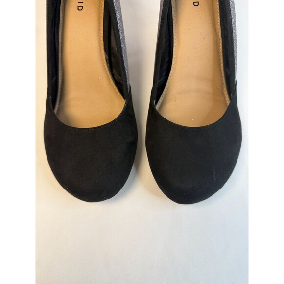 Torrid Pumps Womens Size 11W Black Suede Silver Glitter Block High Heel Shoes - Picture 4 of 15